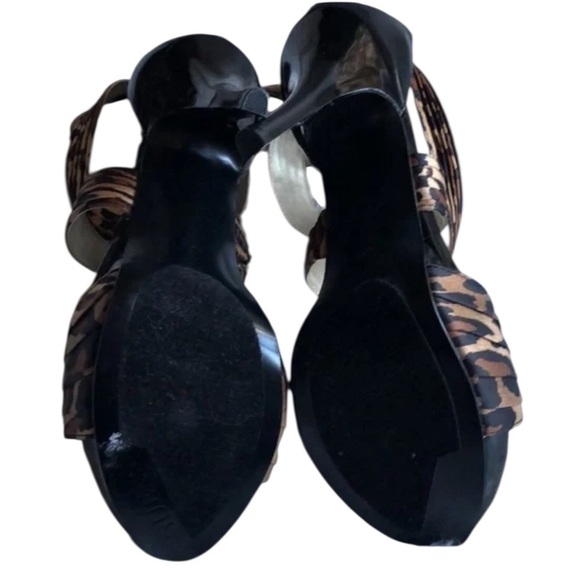 Guess Sabin size 10 leopard print satin platform gladiator heels NIB - Picture 7 of 13